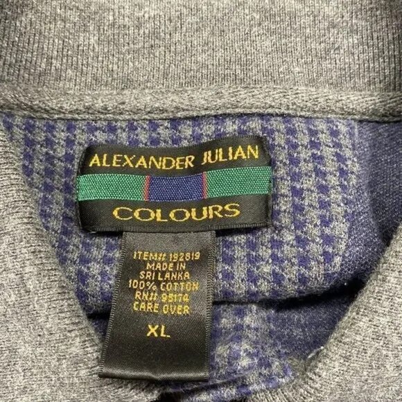 ALEXANDER JULIAN COLOURS MEN'S LONG SLEEVE BLUE/GRAY POLO SHIRT XL - Picture 5 of 6